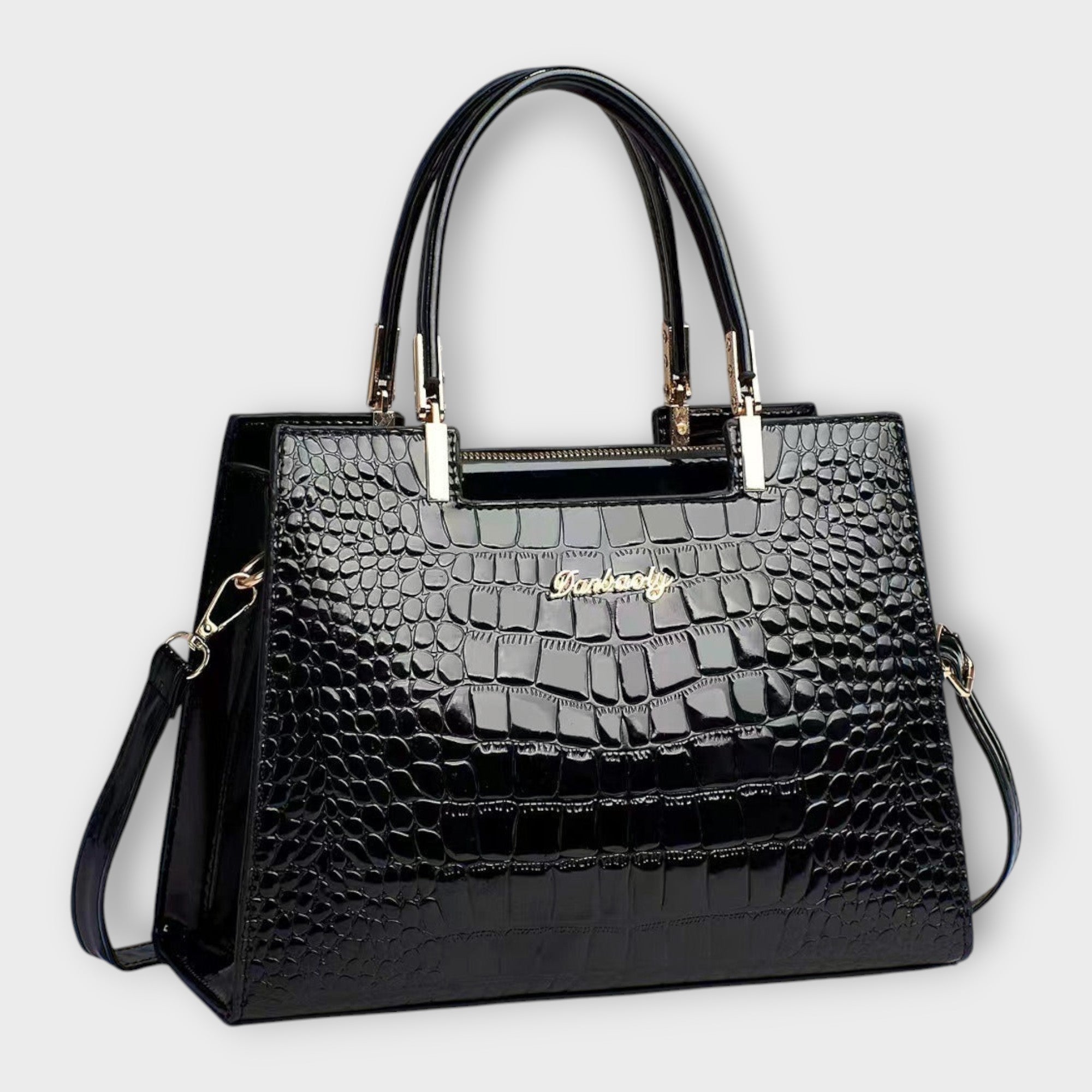 Léora. -  Glänzende Krokodilledermuster-Handtasche