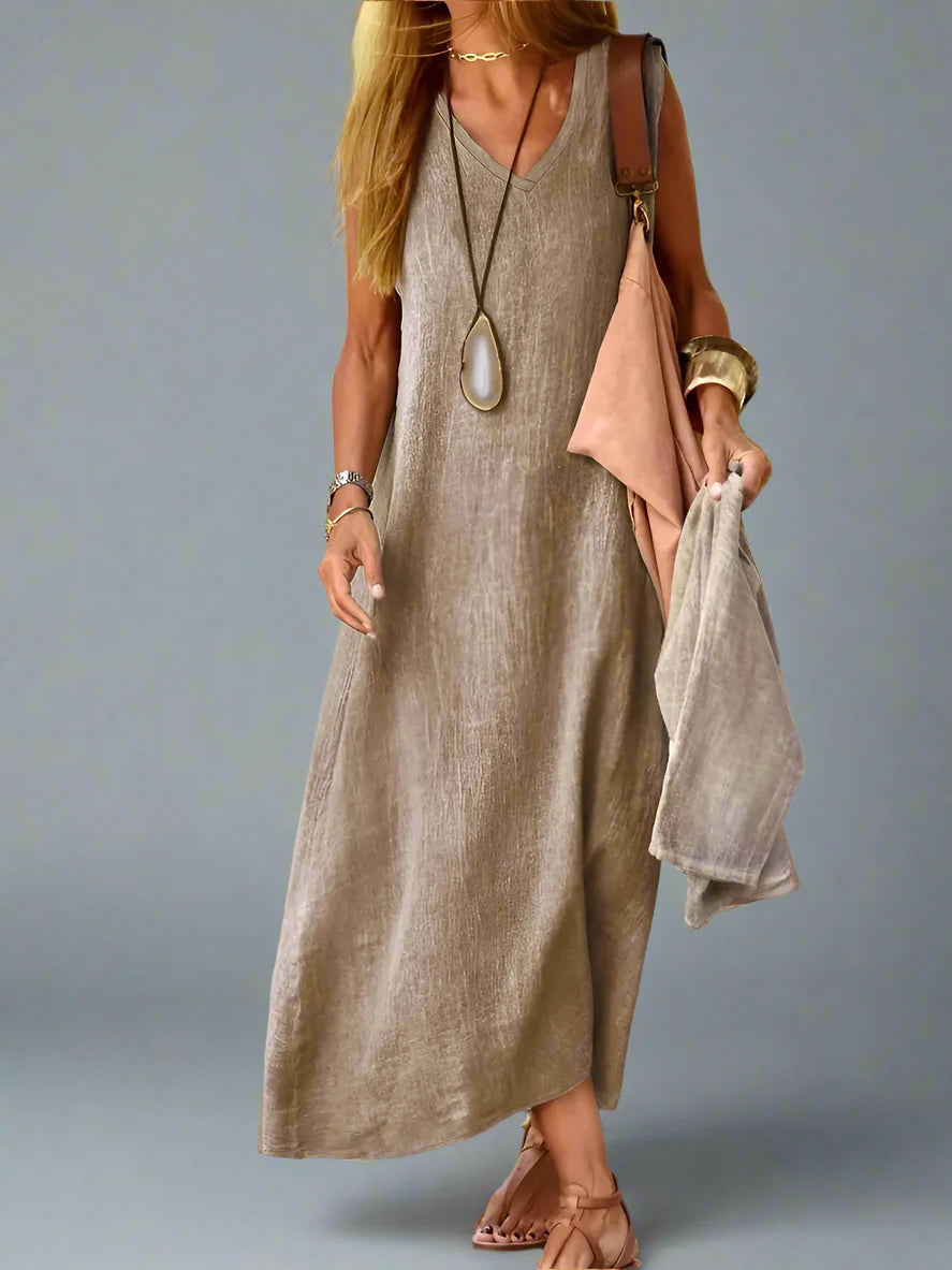 Yvette | Elegantes Sommerkleid aus Baumwolle und Leinen