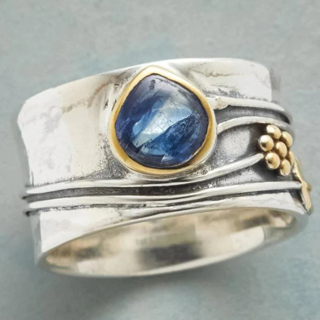 Romy | Vintage-Ring mit blauem Akzent