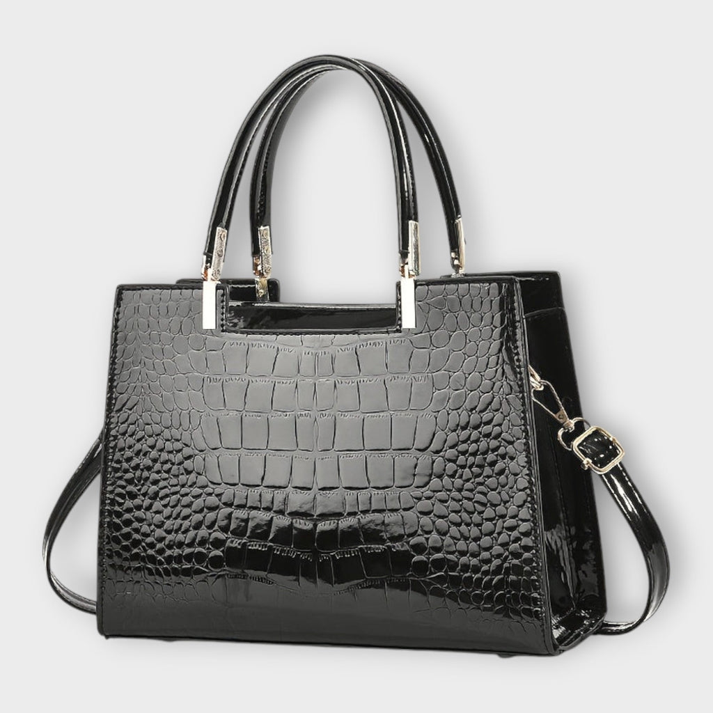 Léora. -  Glänzende Krokodilledermuster-Handtasche