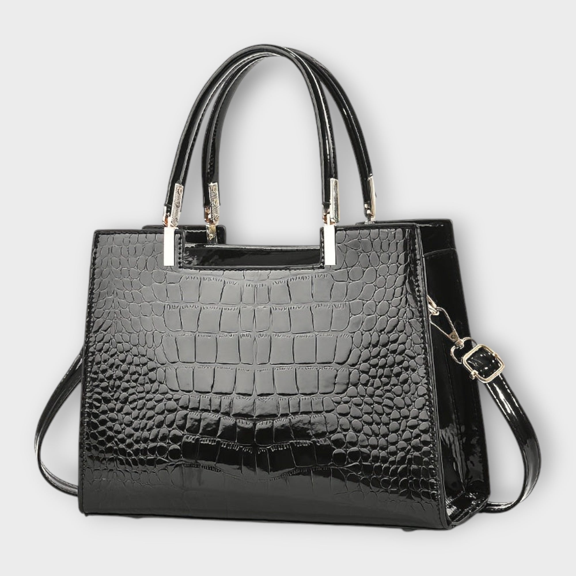 Léora. -  Glänzende Krokodilledermuster-Handtasche